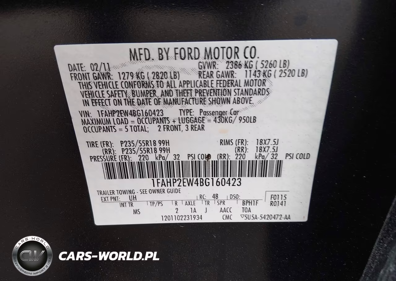 2011 Ford Taurus Sel VIN:1FAHP2EW4BG160423 - 9
