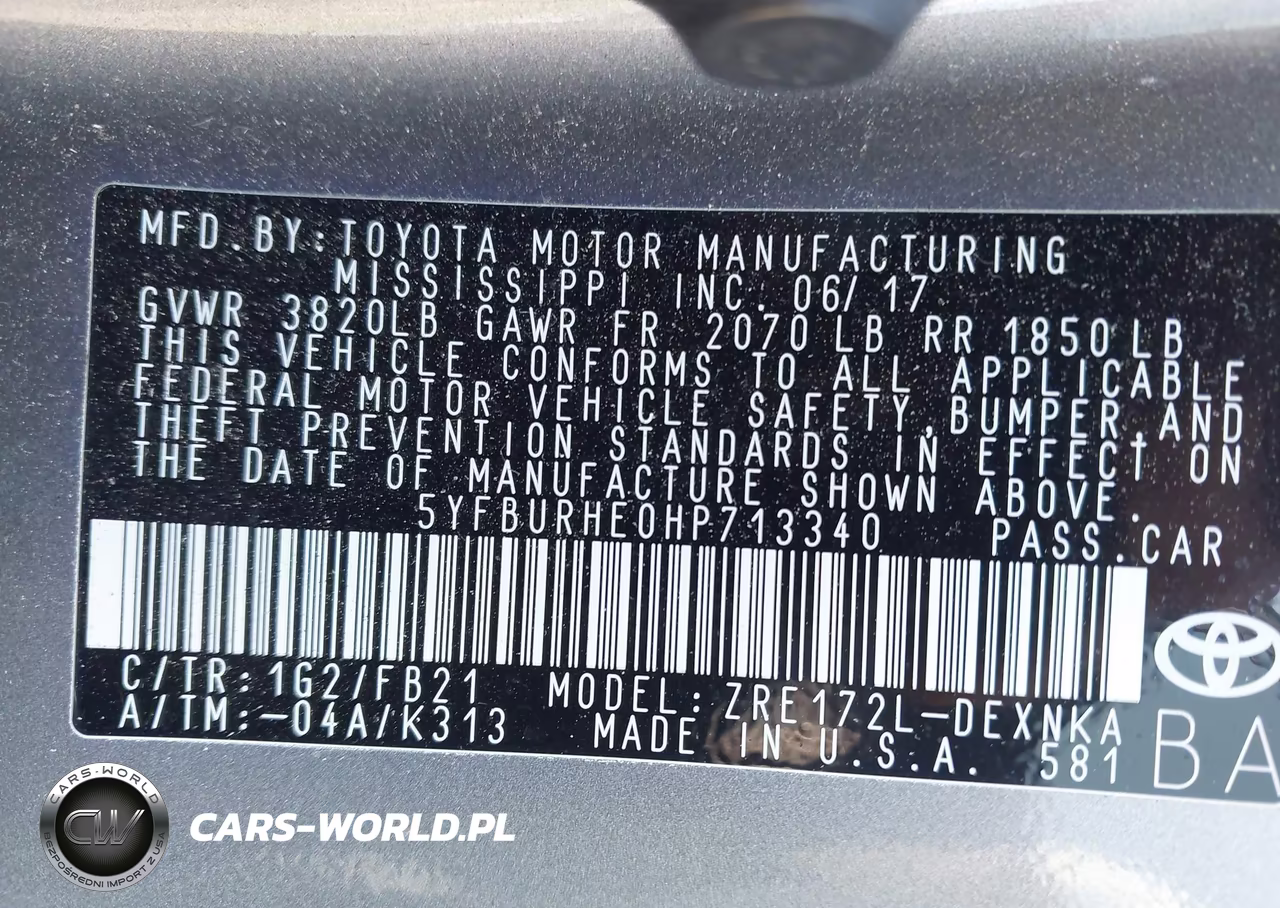 2017 Toyota Corolla Le VIN:5YFBURHE0HP713340 - 9