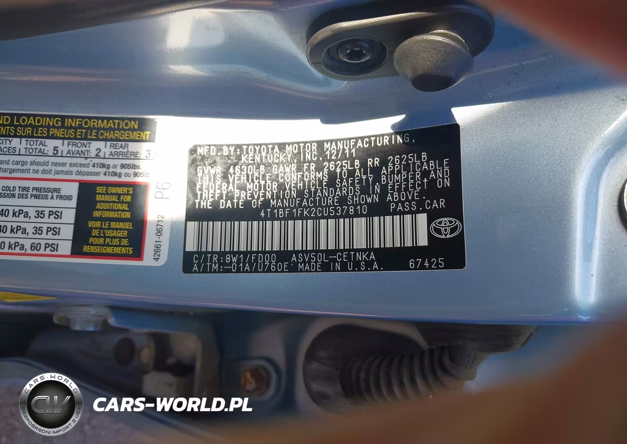2012 Toyota Camry Le VIN:4T1BF1FK2CU537810 - 9