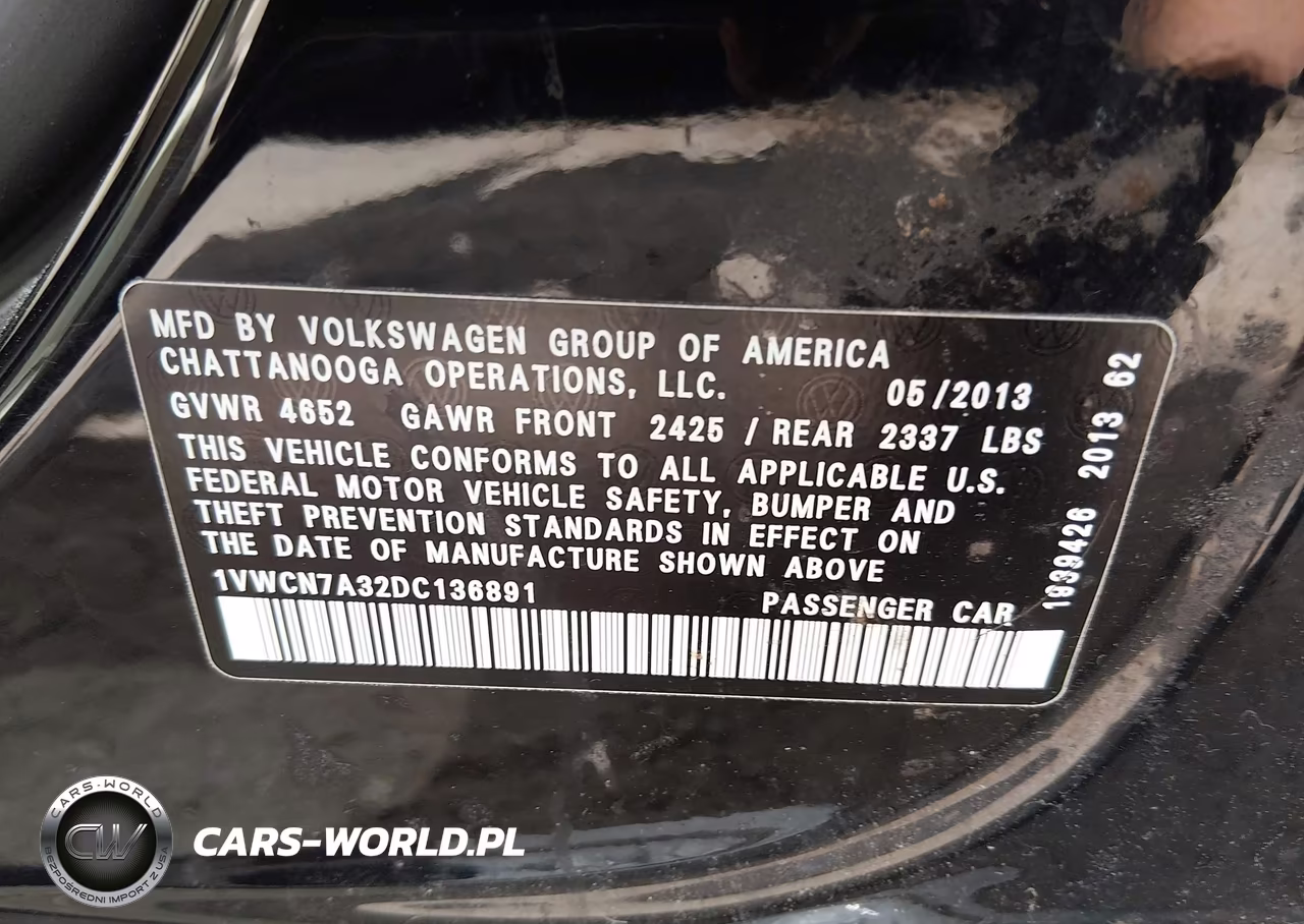 2013 Volkswagen Passat 2.0L Tdi Sel Premium VIN:1VWCN7A32DC136891 - 9