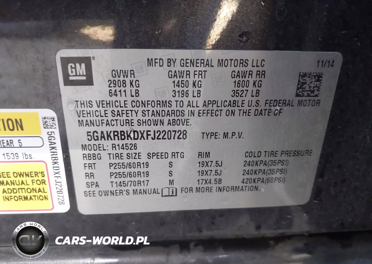 2015 Buick Enclave Leather VIN:5GAKRBKDXFJ220728 - 9