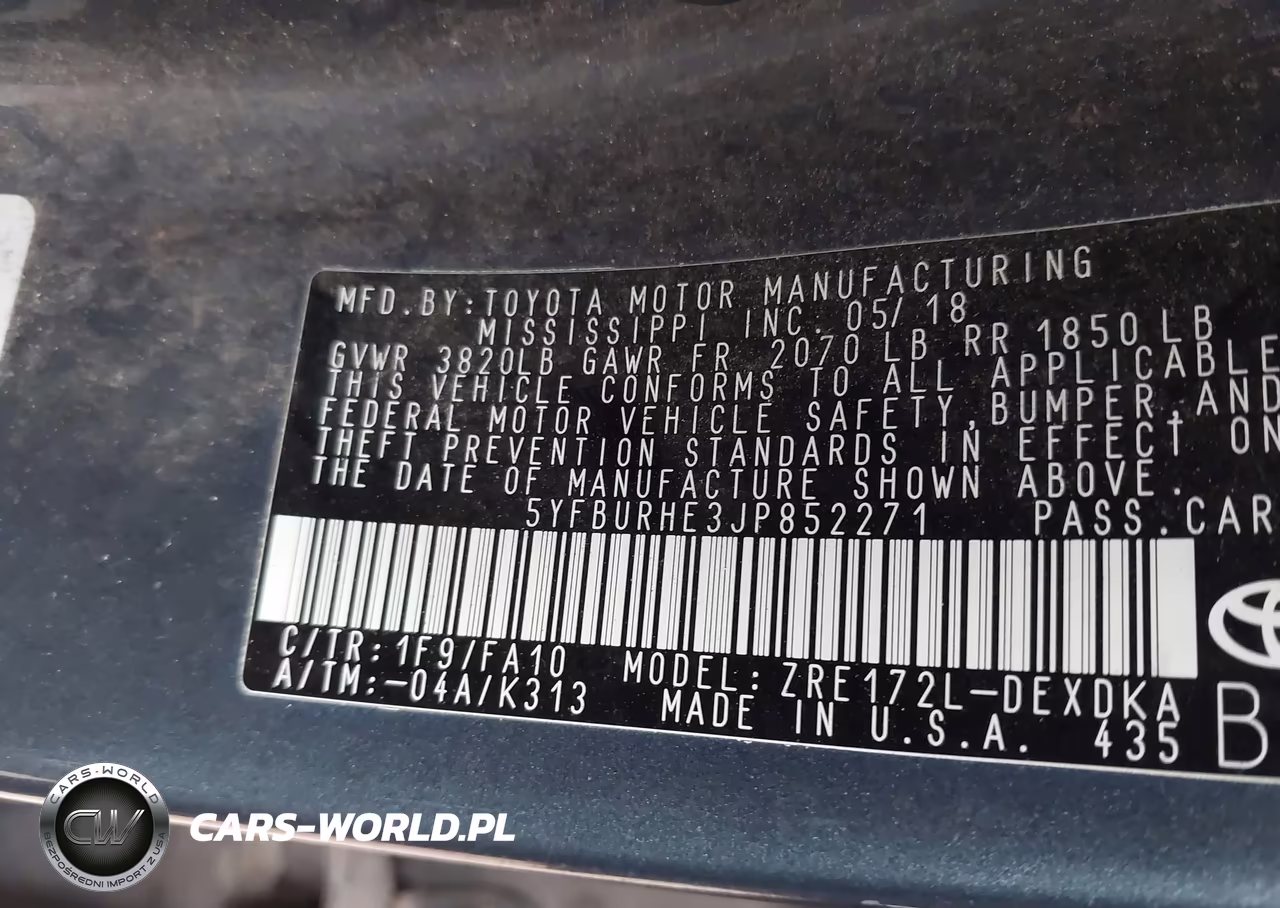 2018 Toyota Corolla L VIN:5YFBURHE3JP852271 - 9