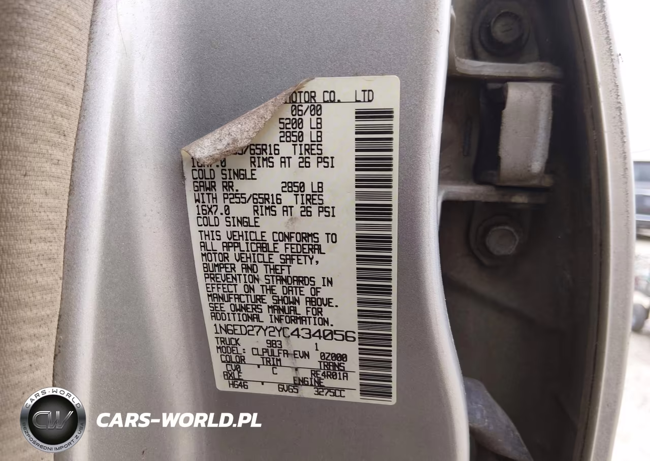 2000 Nissan Frontier Se-V6-Xe-V6 VIN:1N6ED27Y2YC434056 - 9