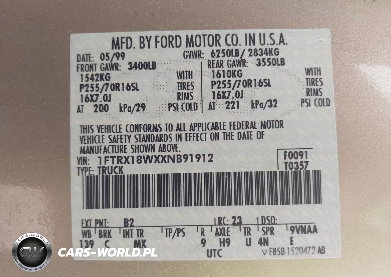 1999 Ford F-150 Lariat-Work Series-Xl-Xlt VIN:1FTRX18WXXNB91912 - 9