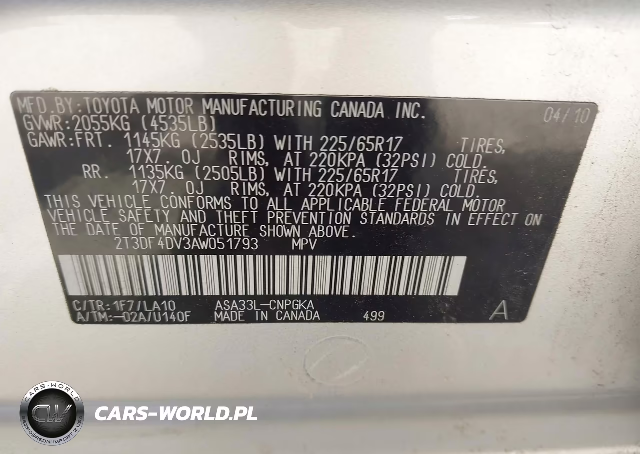 2010 Toyota Rav4 Limited VIN:2T3DF4DV3AW051793 - 9