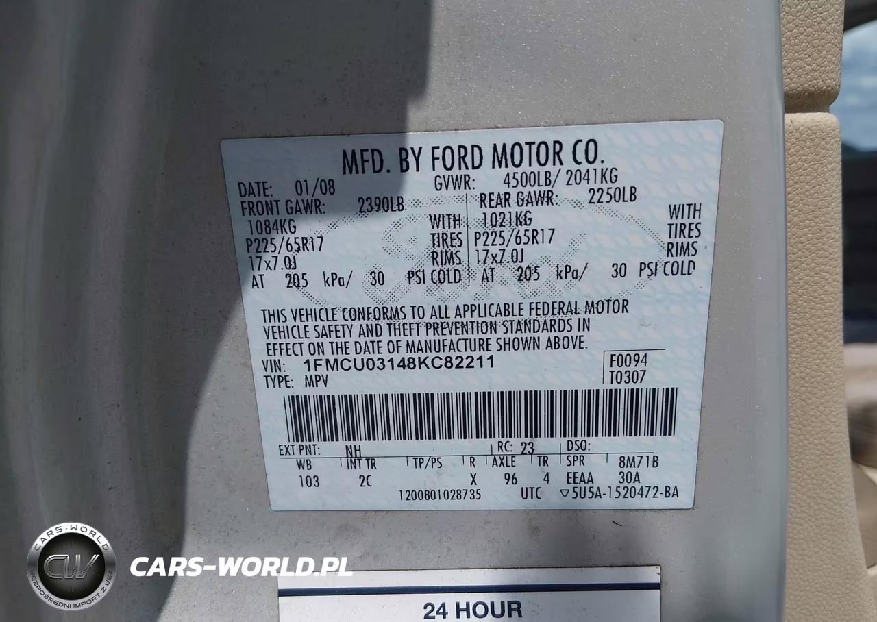 2008 Ford Escape Xlt VIN:1FMCU03148KC82211 - 9