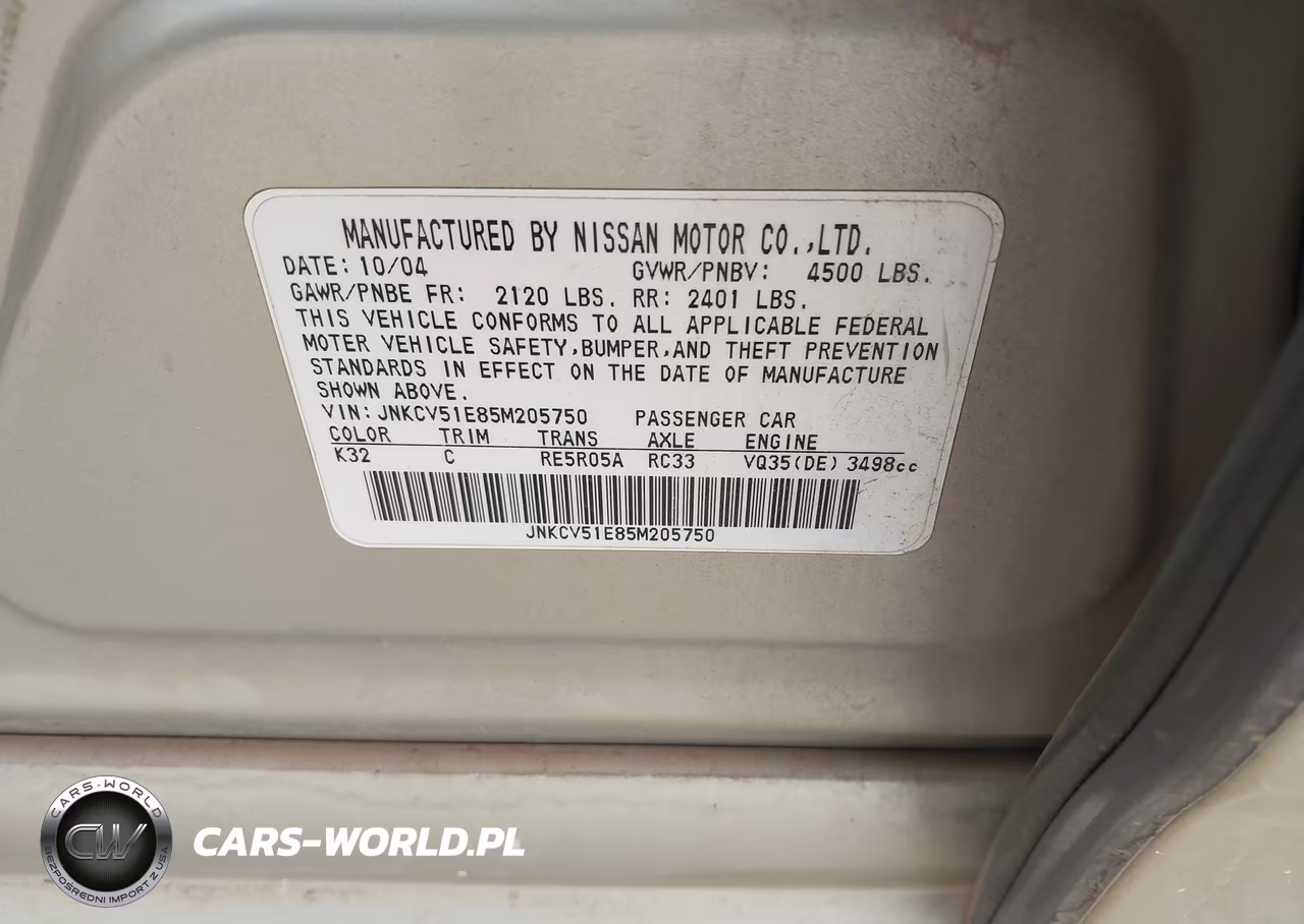 2005 Infiniti G35 VIN:JNKCV51E85M205750 - 9