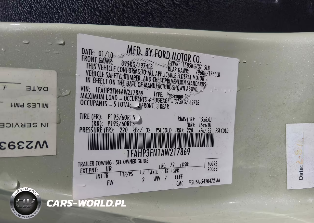 2010 Ford Focus Se VIN:1FAHP3FN1AW217869 - 9