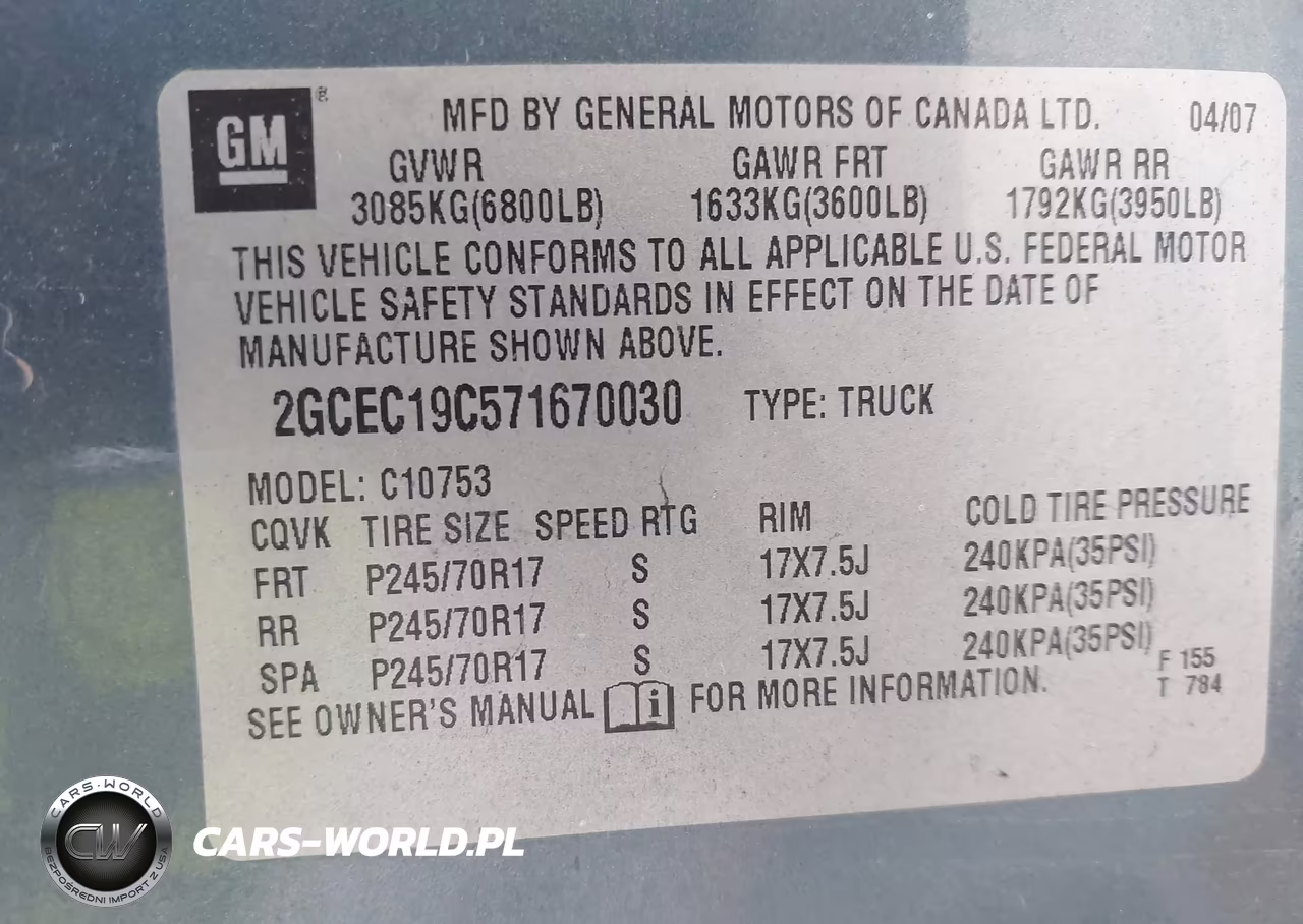 2007 Chevrolet Silverado 1500 Work Truck VIN:2GCEC19C571670030 - 9