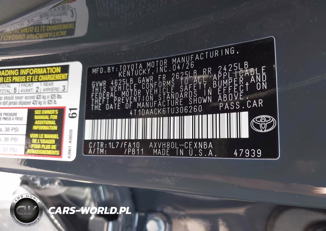 2026 Toyota Camry Le VIN:4T1DAACK6TU306260 - 9