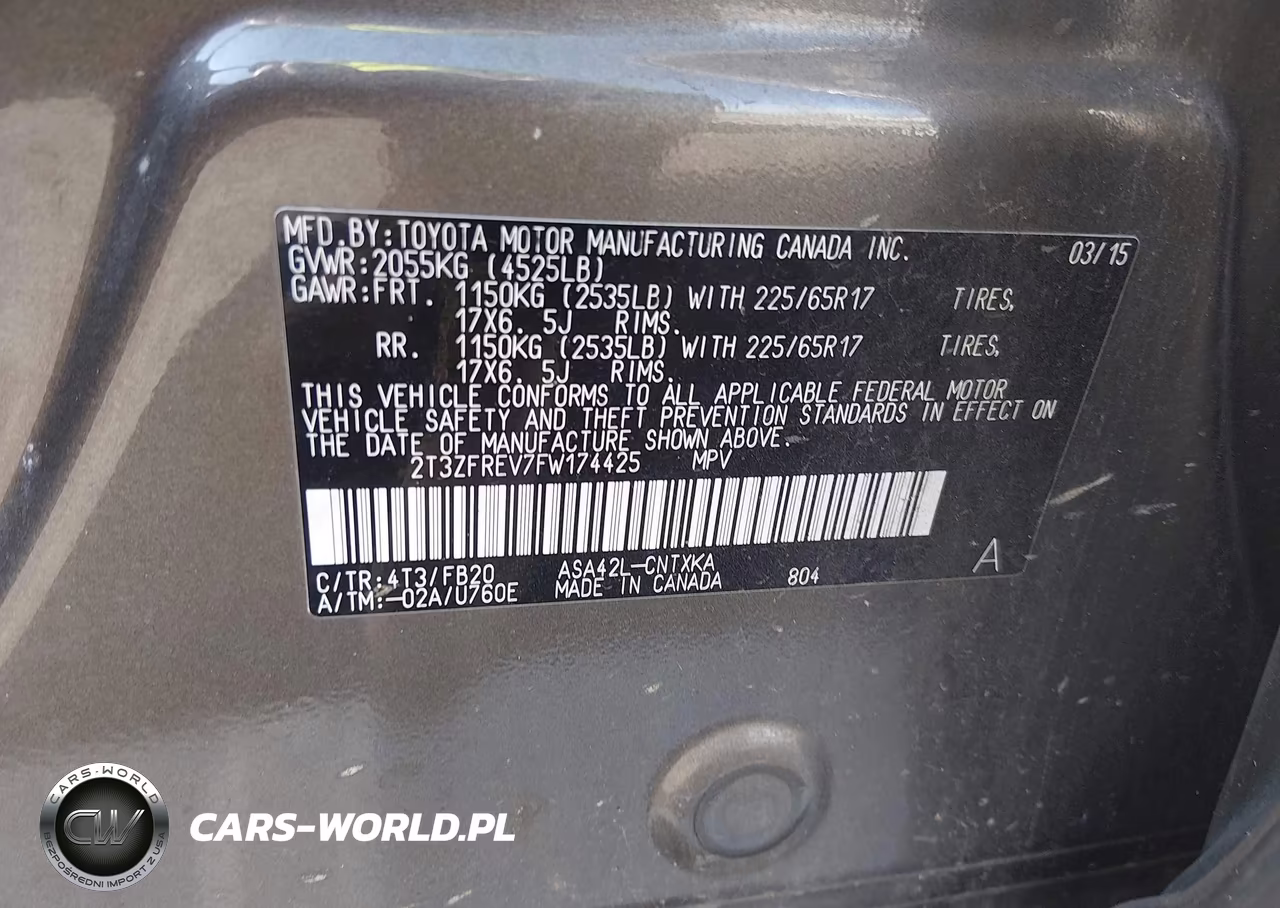2015 Toyota Rav4 Le VIN:2T3ZFREV7FW174425 - 9