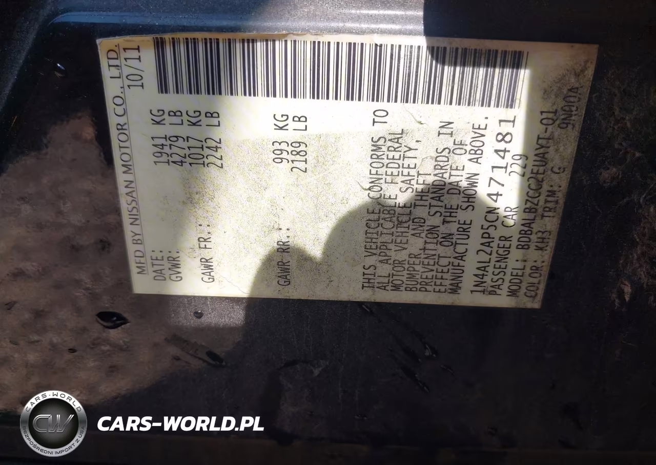 2012 Nissan Altima 2.5 S VIN:1N4AL2AP5CN471481 - 9