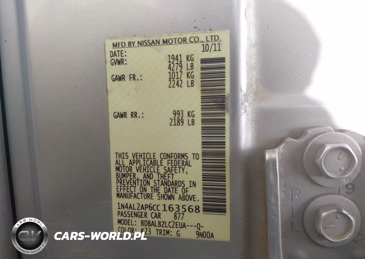 2012 Nissan Altima 2.5 S VIN:1N4AL2AP6CC163568 - 9