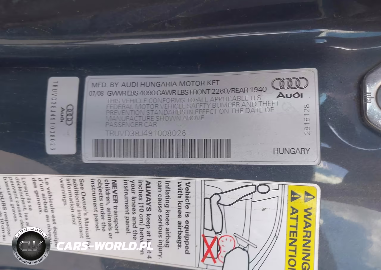 2009 Audi Tt 3.2 VIN:TRUVD38J491008026 - 9