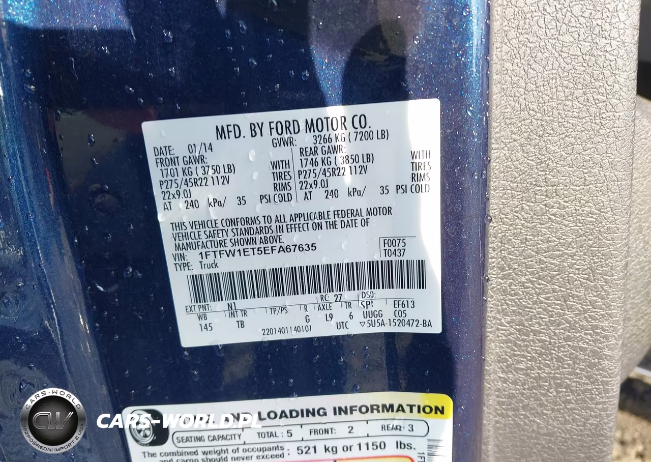 2014 Ford F-150 Limited VIN:1FTFW1ET5EFA67635 - 9
