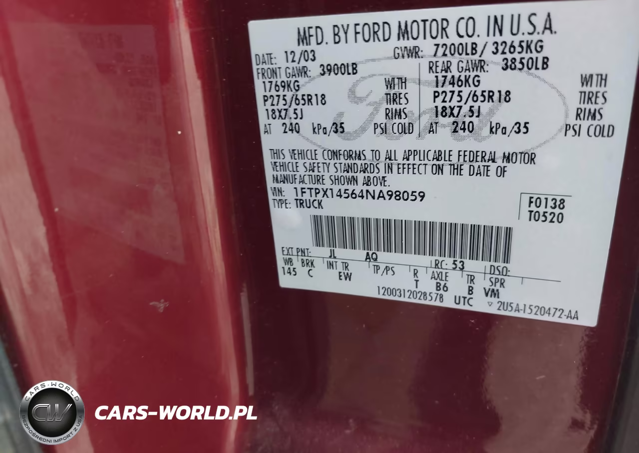 2004 Ford F-150 Fx4-Lariat-Xl-Xlt VIN:1FTPX14564NA98059 - 9