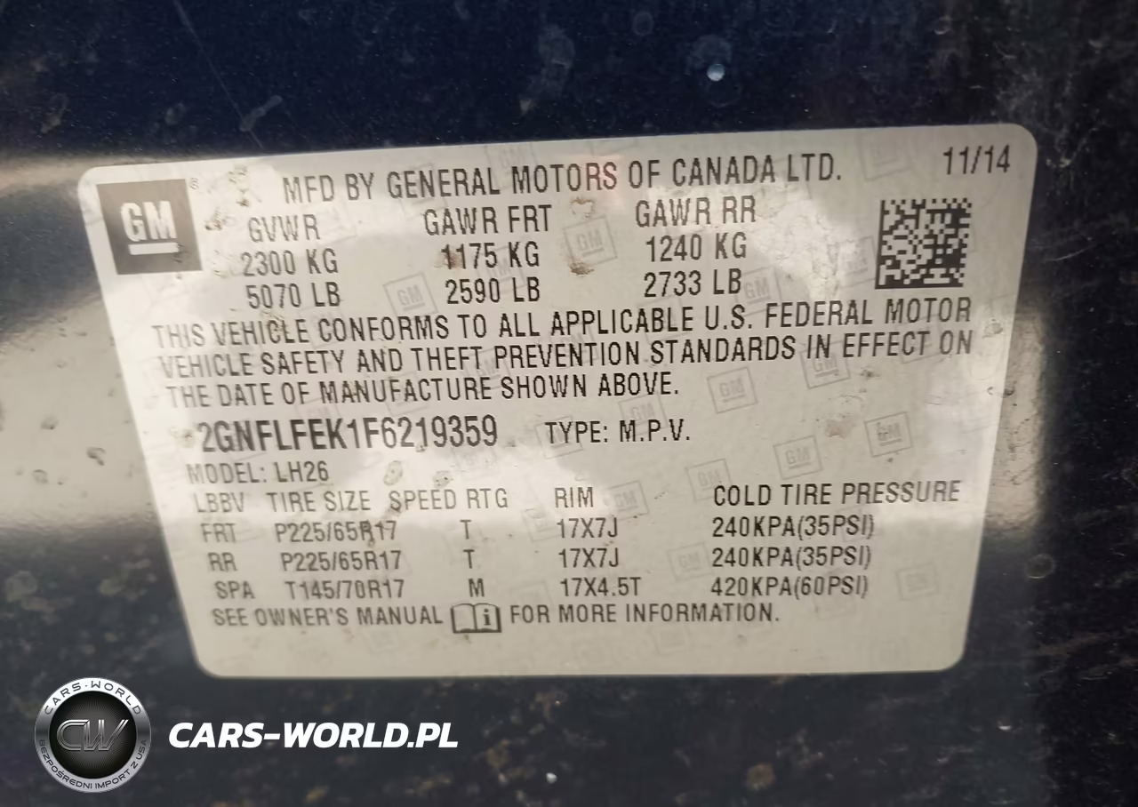 2015 Chevrolet Equinox Lt VIN:2GNFLFEK1F6219359 - 9