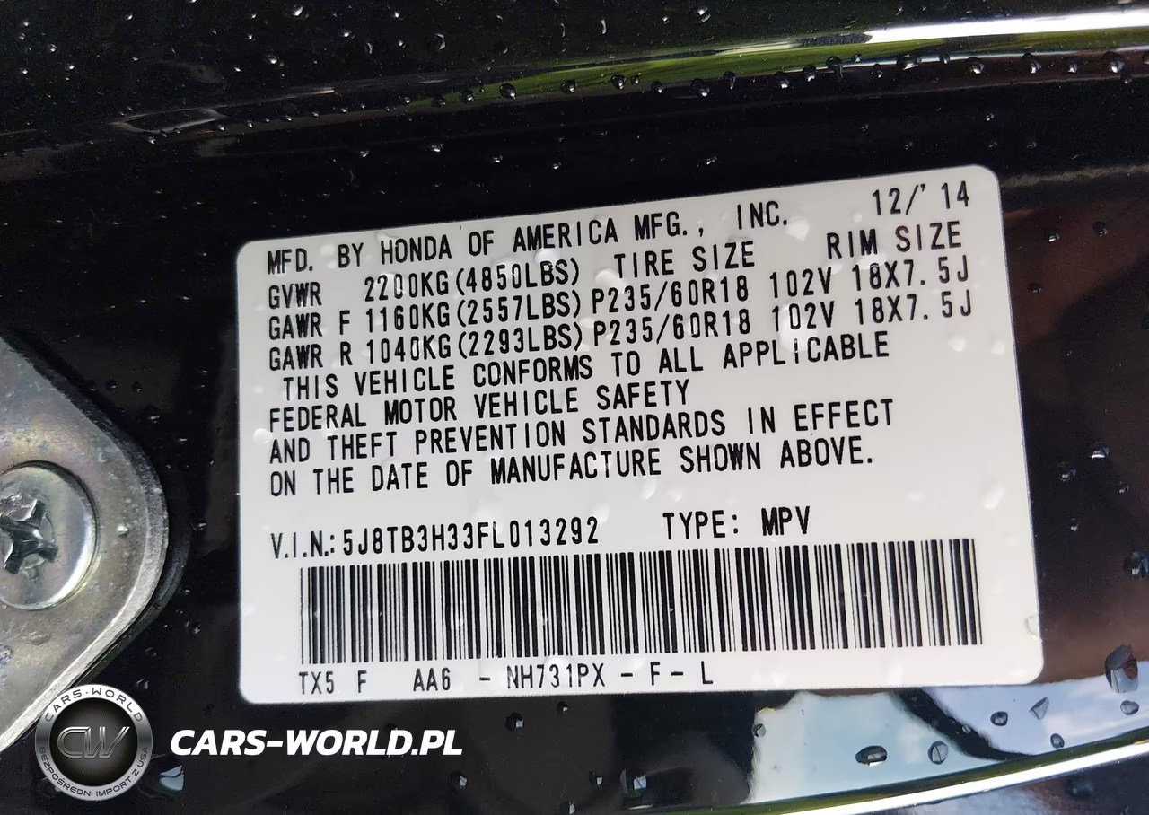 2015 Acura Rdx VIN:5J8TB3H33FL013292 - 9
