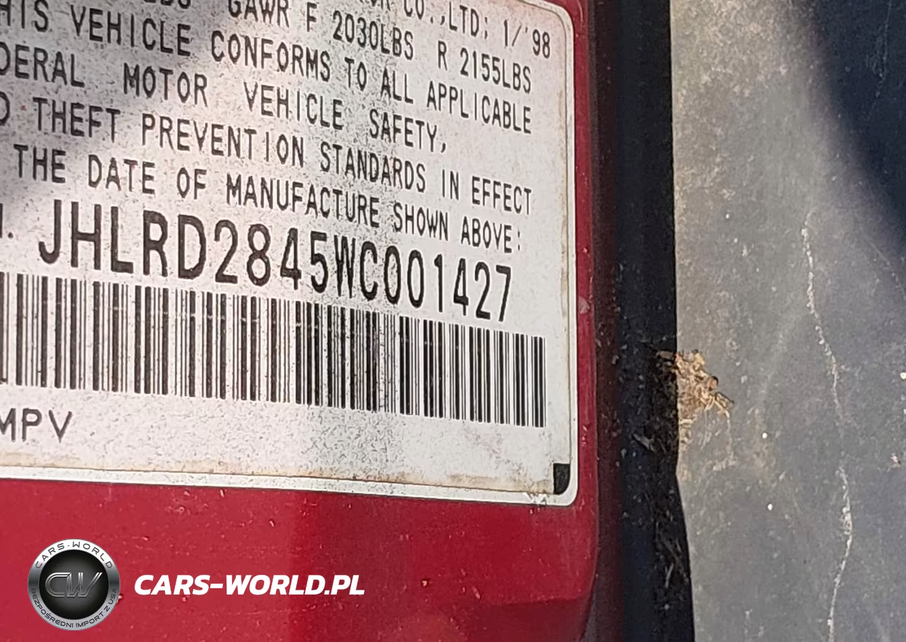 1998 Honda Cr-V Lx VIN:JHLRD2845WC001427 - 9