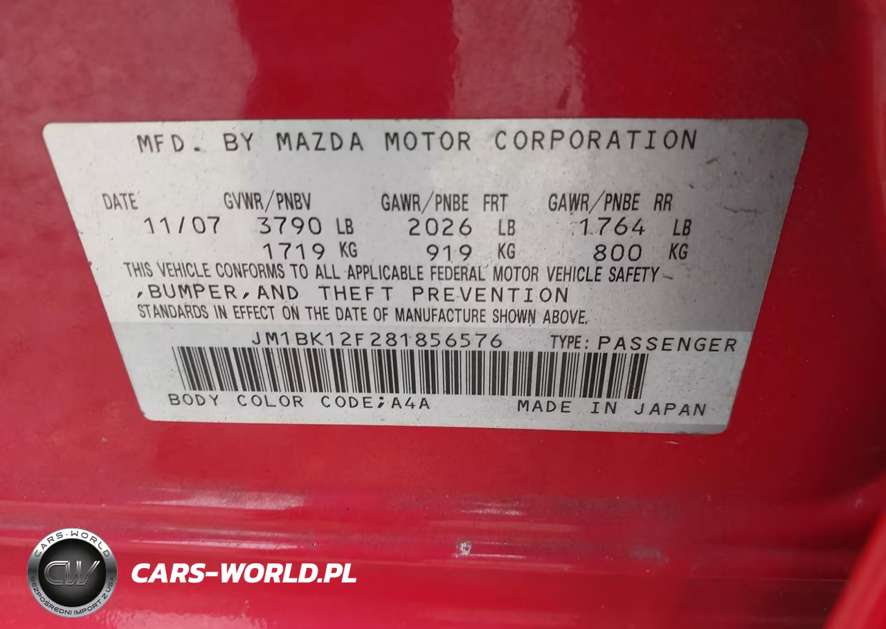 2008 Mazda Mazda3 I Sport VIN:JM1BK12F281856576 - 9