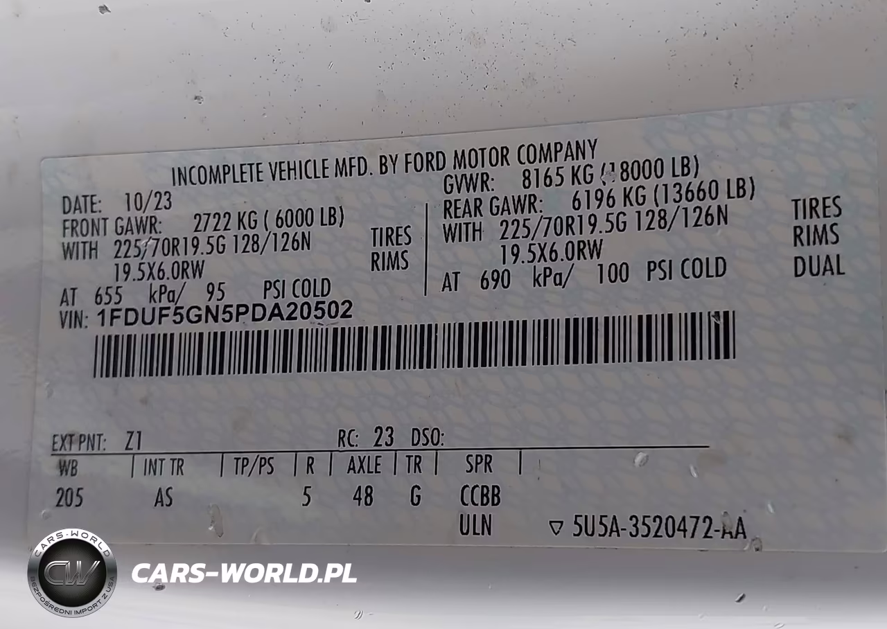 2023 Ford F-550 Chassis Xl VIN:1FDUF5GN5PDA20502 - 8