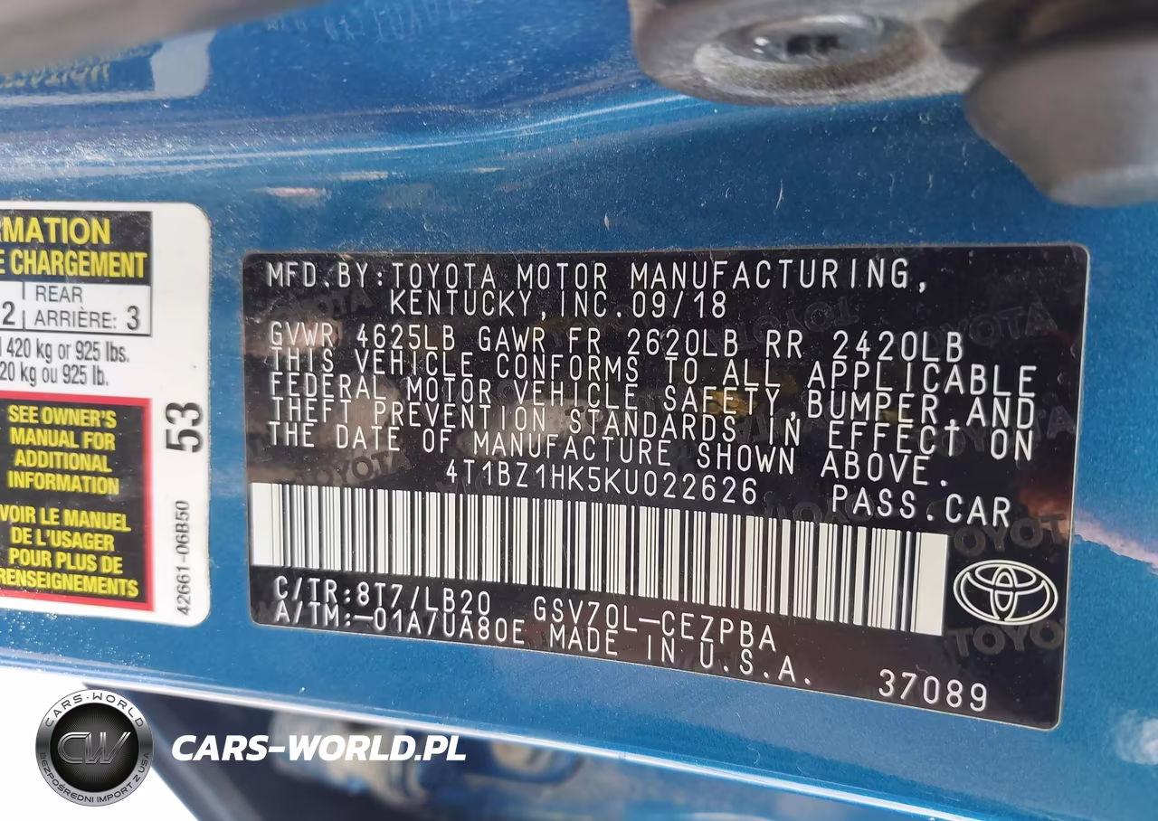 2019 Toyota Camry Xse V6 VIN:4T1BZ1HK5KU022626 - 9