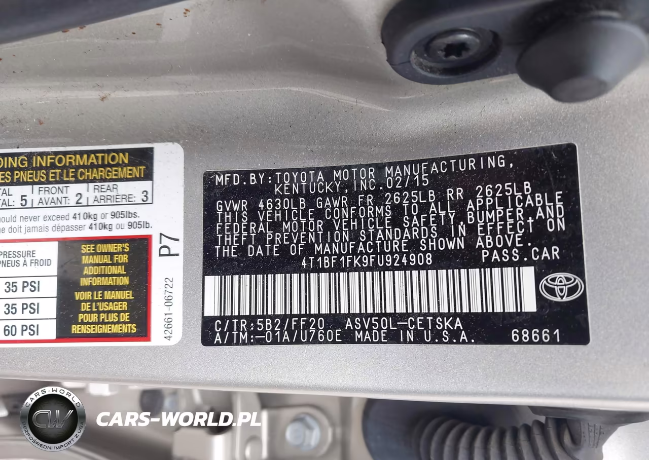 2015 Toyota Camry Se VIN:4T1BF1FK9FU924908 - 9