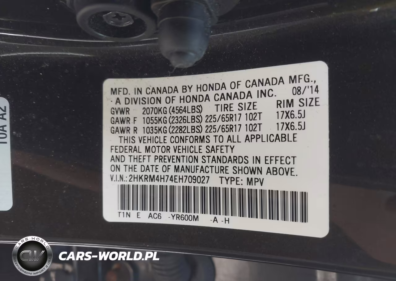 2014 Honda Cr-V Ex-L VIN:2HKRM4H74EH709027 - 9