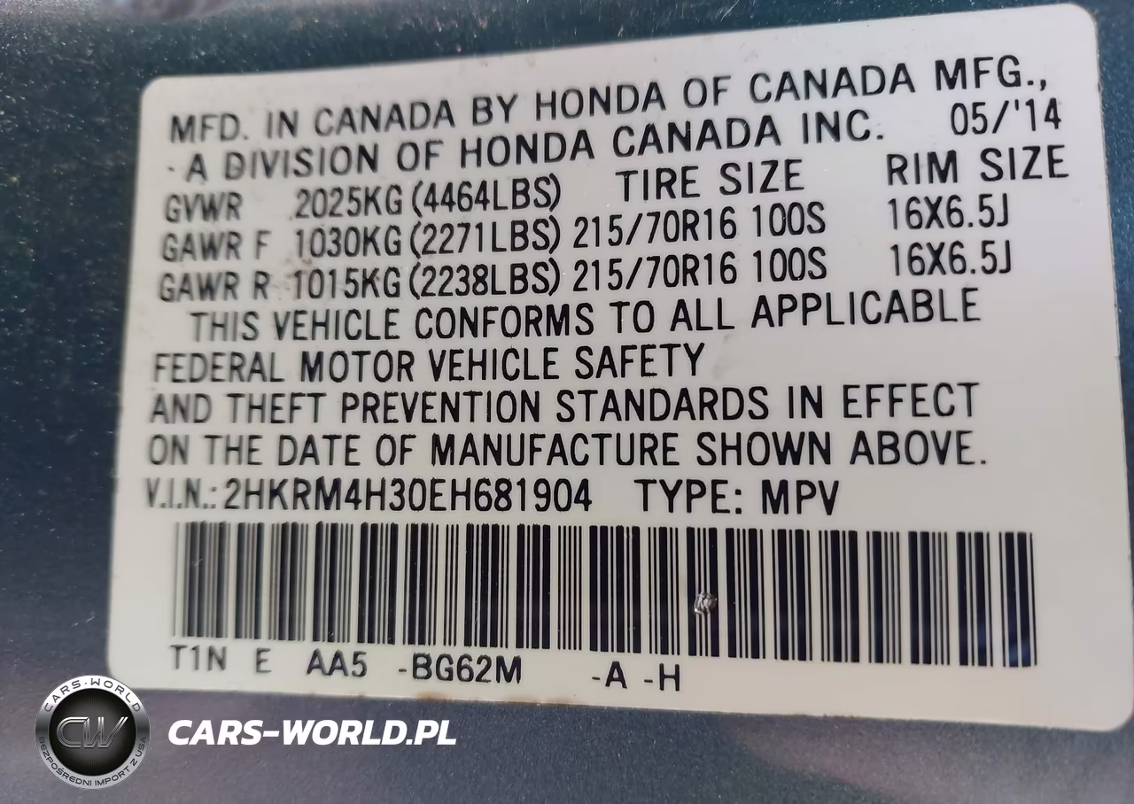 2014 Honda Cr-V Lx VIN:2HKRM4H30EH681904 - 9