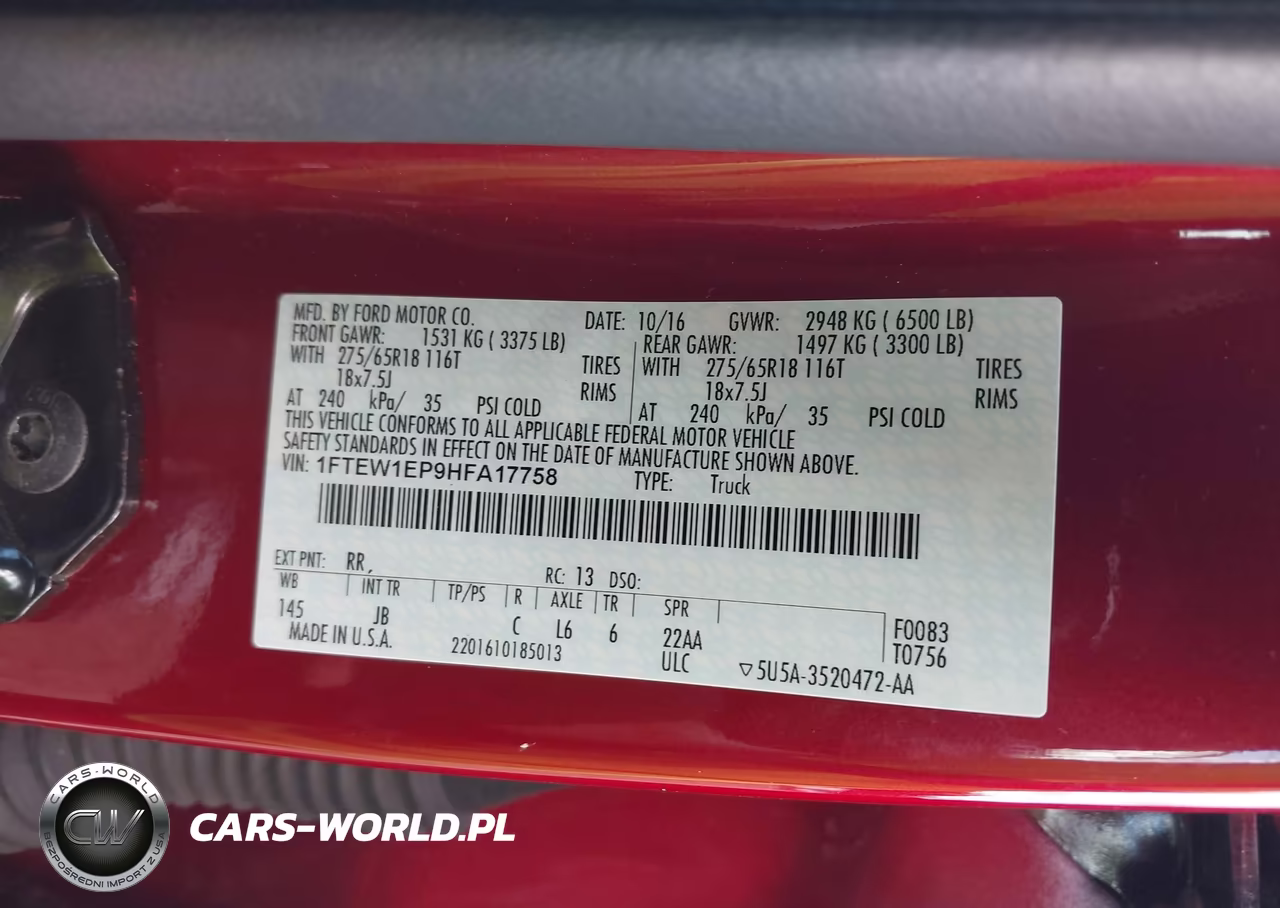 2017 Ford F-150 Xlt VIN:1FTEW1EP9HFA17758 - 9