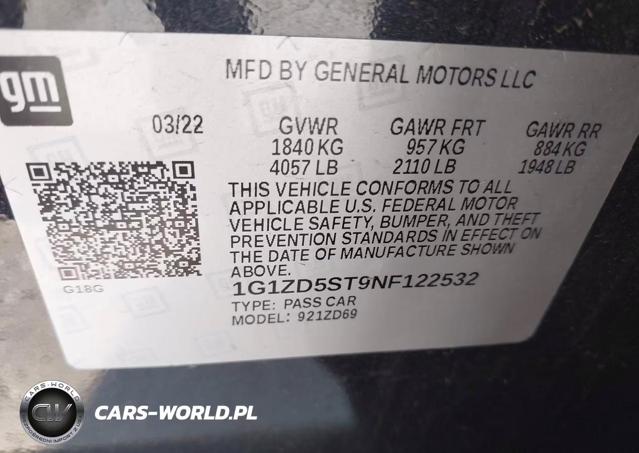 2022 Chevrolet Malibu Fwd Lt VIN:1G1ZD5ST9NF122532 - 9