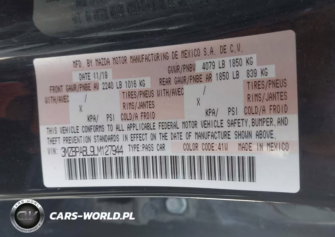 2020 Mazda Mazda3 VIN:3MZBPABL9LM127944 - 9