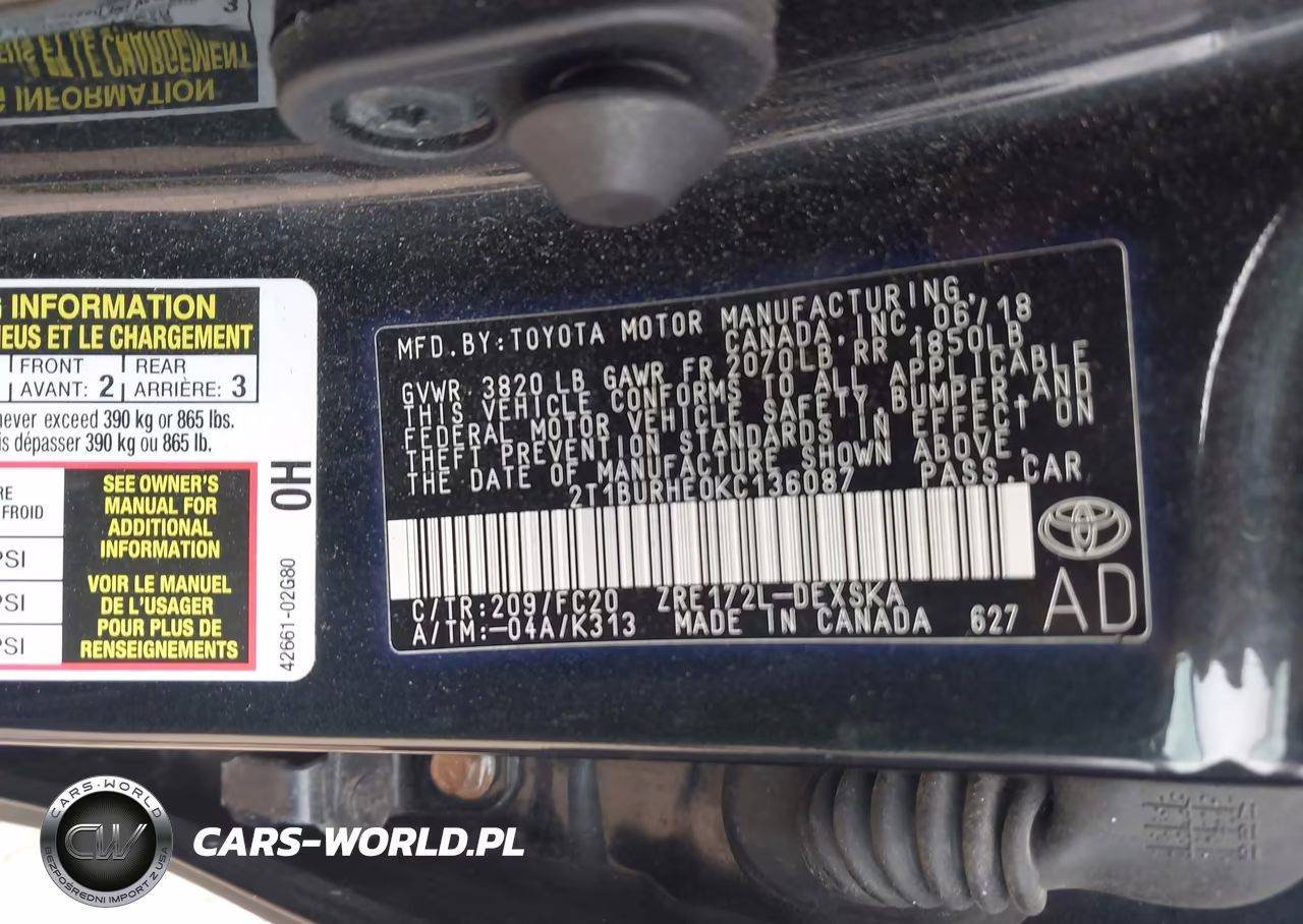 2019 Toyota Corolla Se VIN:2T1BURHE0KC136087 - 9