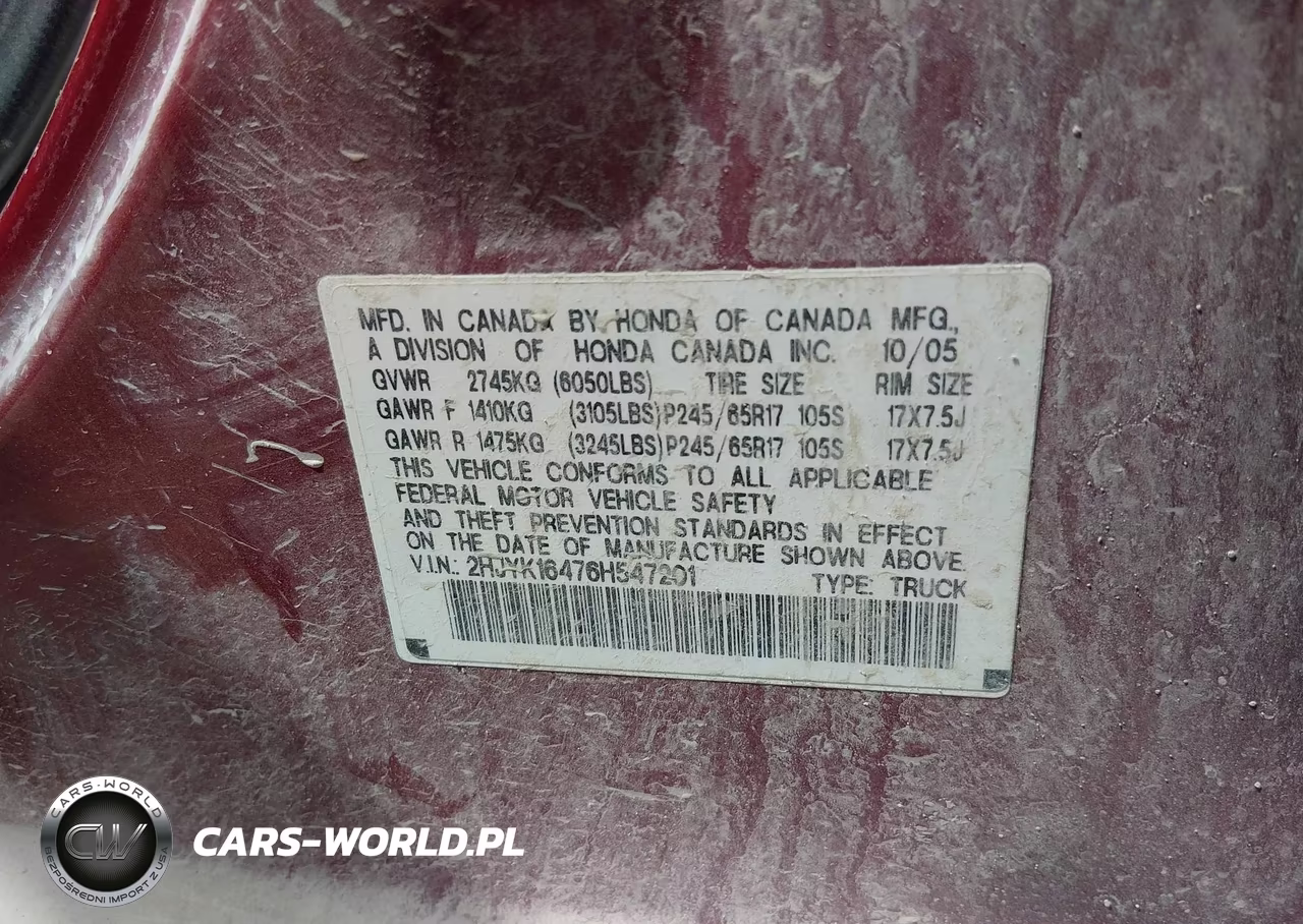 2006 Honda Ridgeline Rts VIN:2HJYK16476H547201 - 9