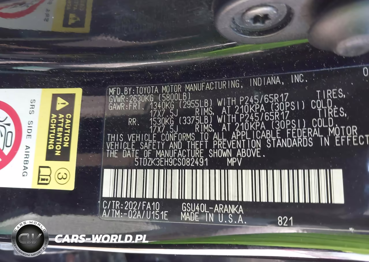 2012 Toyota Highlander Base V6 VIN:5TDZK3EH9CS082491 - 9