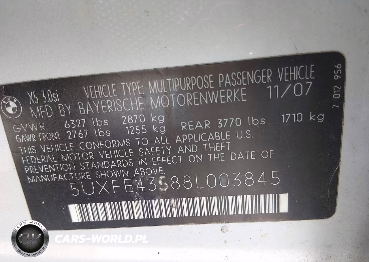 2008 BMW X5 3.0Si VIN:5UXFE43588L003845 - 9
