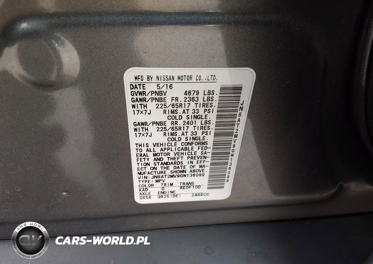 2016 Nissan Rogue Sv VIN:JN8AT2MV9GW136099 - 9