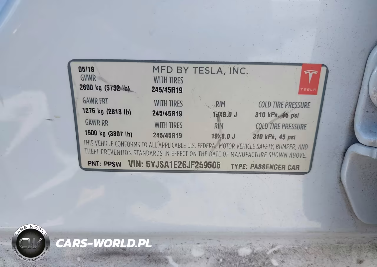 2018 Tesla Model S 100D-75D-P100D VIN:5YJSA1E26JF259505 - 9