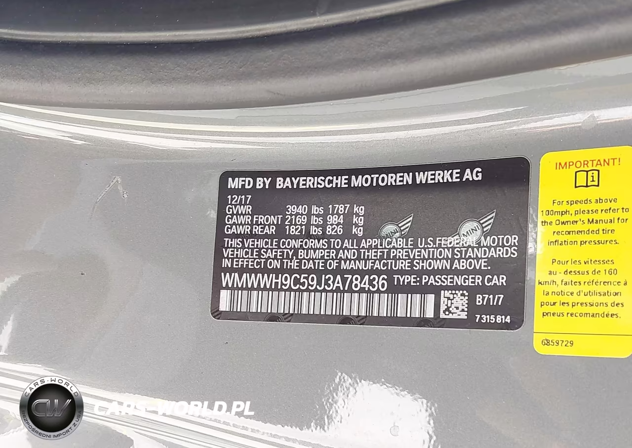2018 Mini Convertible John Cooper Works VIN:WMWWH9C59J3A78436 - 9