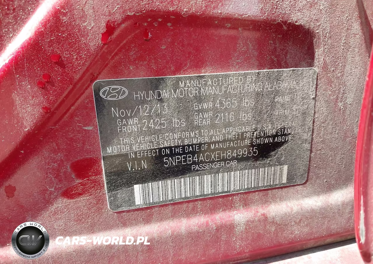 2014 Hyundai Sonata Gls VIN:5NPEB4ACXEH849935 - 9