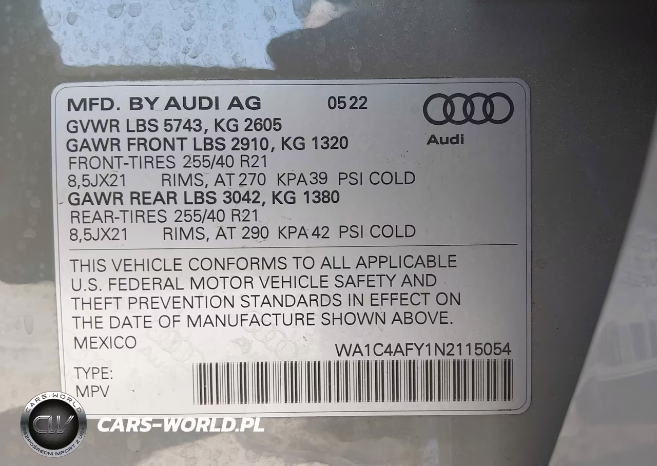 2022 Audi Sq5 Prestige Tfsi Quattro Tiptronic VIN:WA1C4AFY1N2115054 - 9