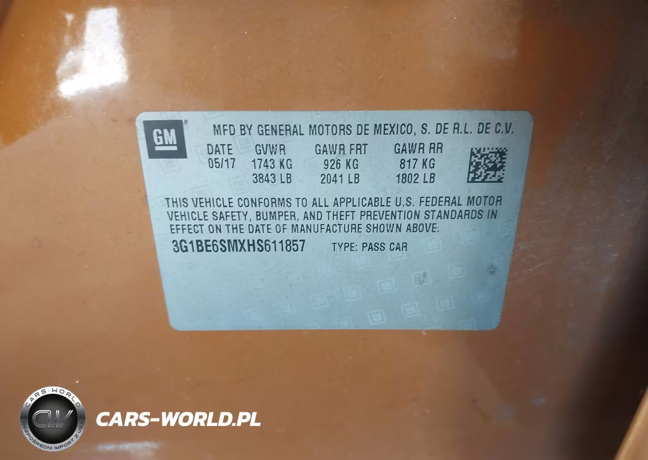 2017 Chevrolet Cruze Lt Auto VIN:3G1BE6SMXHS611857 - 9