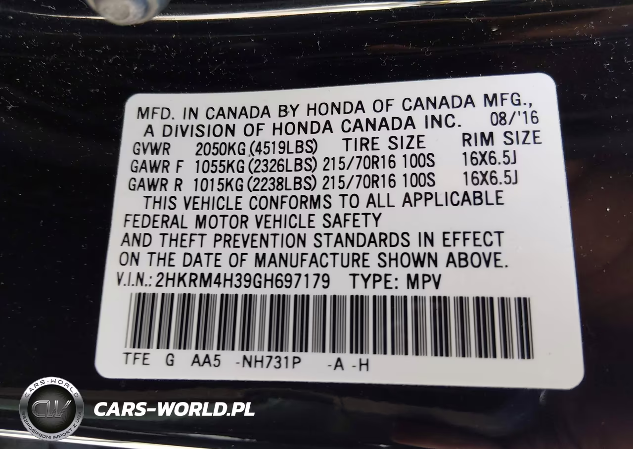 2016 Honda Cr-V Lx VIN:2HKRM4H39GH697179 - 9