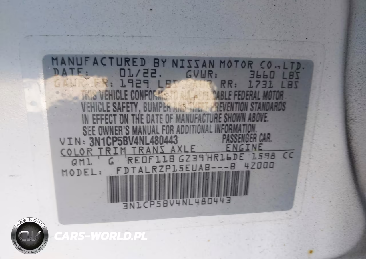 2022 Nissan Kicks S Xtronic Cvt VIN:3N1CP5BV4NL480443 - 9