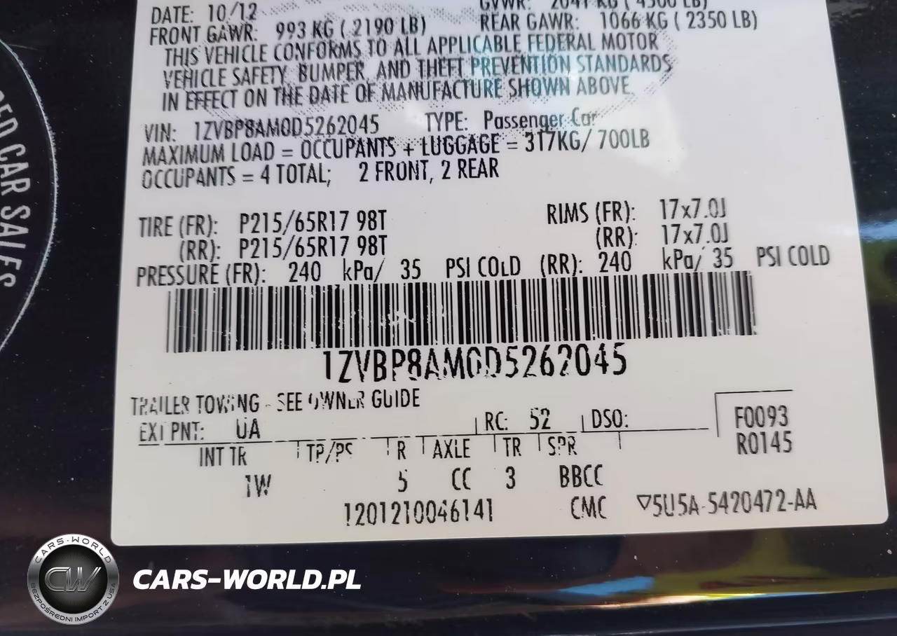 2013 Ford Mustang VIN:1ZVBP8AM0D5262045 - 9