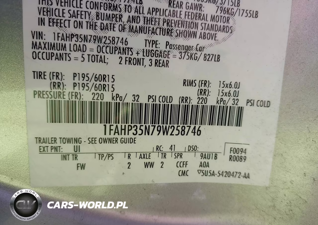 2009 Ford Focus Se VIN:1FAHP35N79W258746 - 9