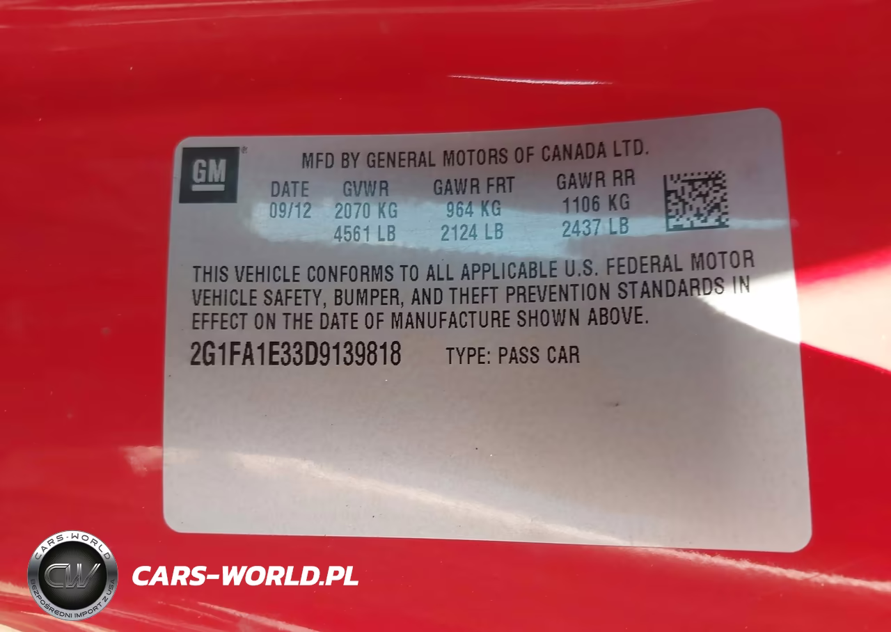 2013 Chevrolet Camaro 2Ls VIN:2G1FA1E33D9139818 - 9