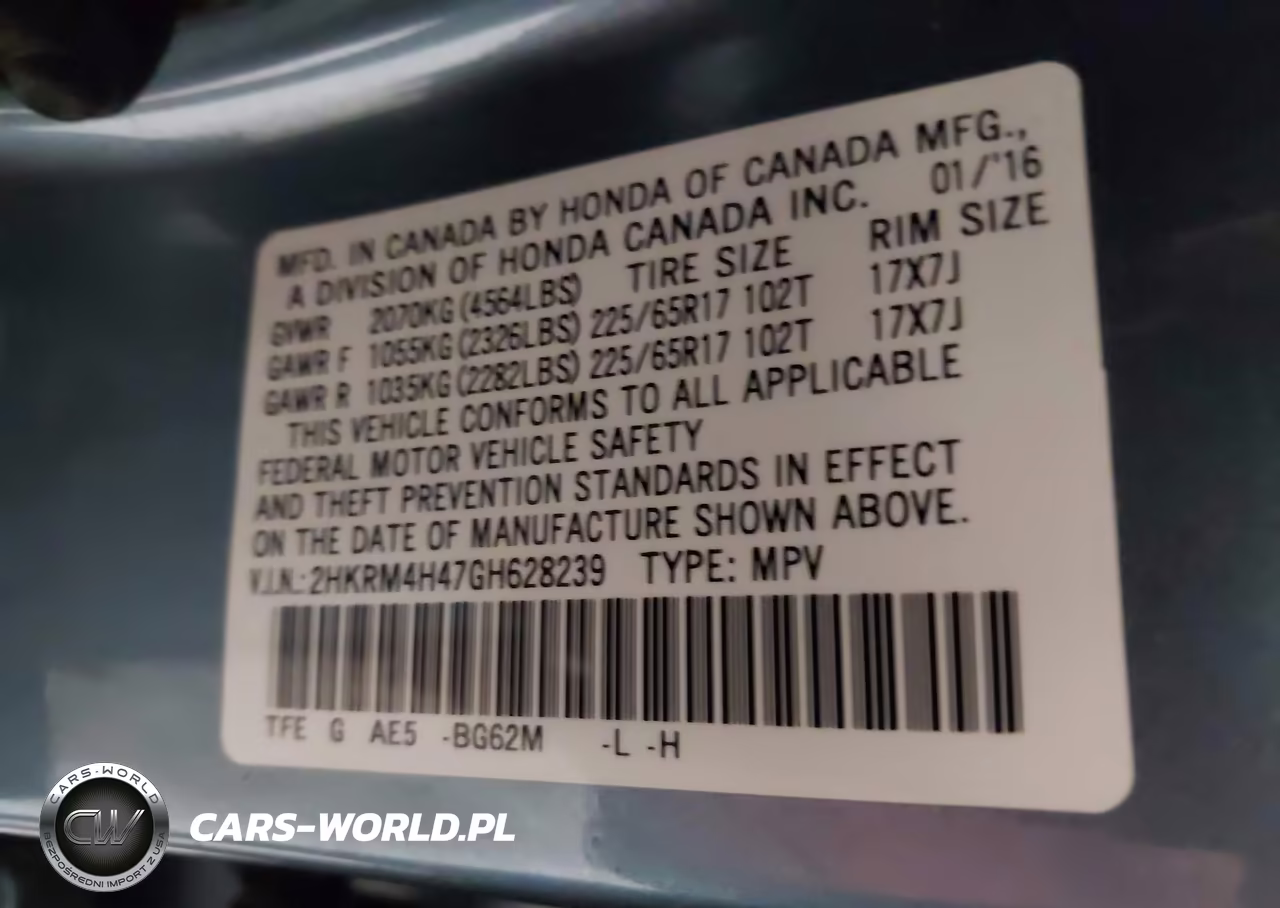 2016 Honda Cr-V Se VIN:2HKRM4H47GH628239 - 9