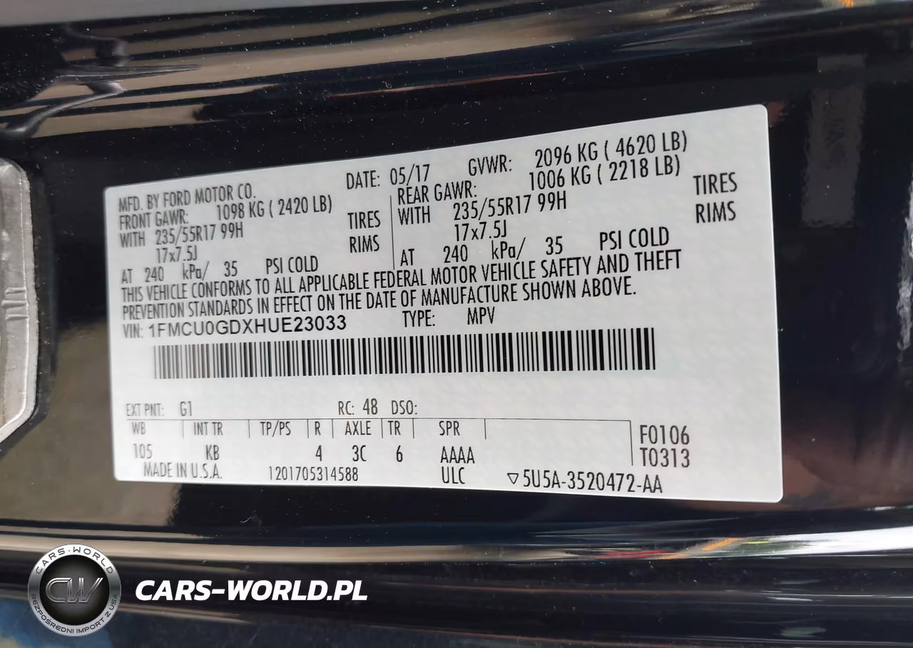 2017 Ford Escape Se VIN:1FMCU0GDXHUE23033 - 9