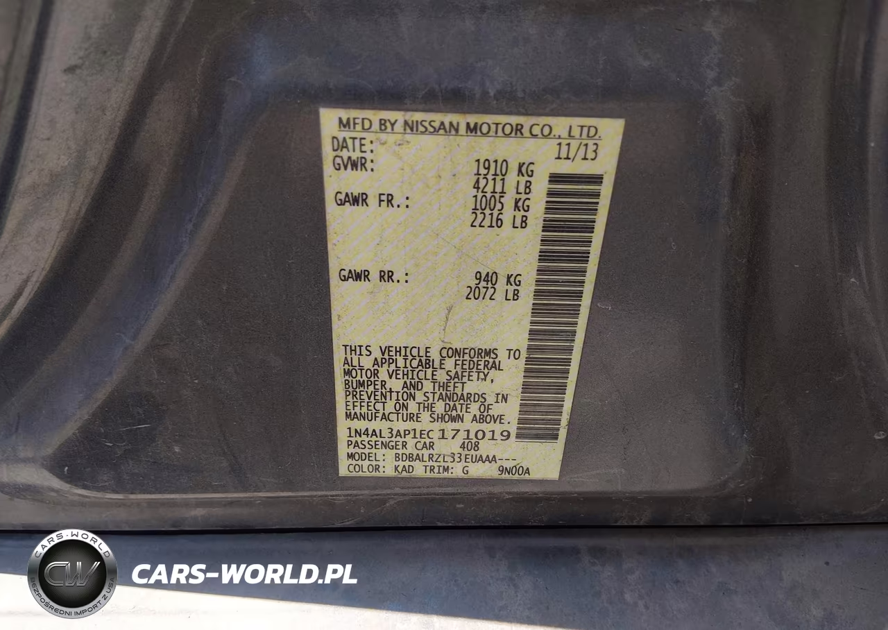 2014 Nissan Altima 2.5 S VIN:1N4AL3AP1EC171019 - 9